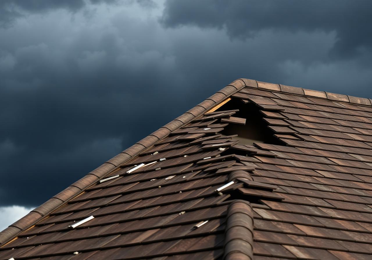 Storm damaged roof inspection